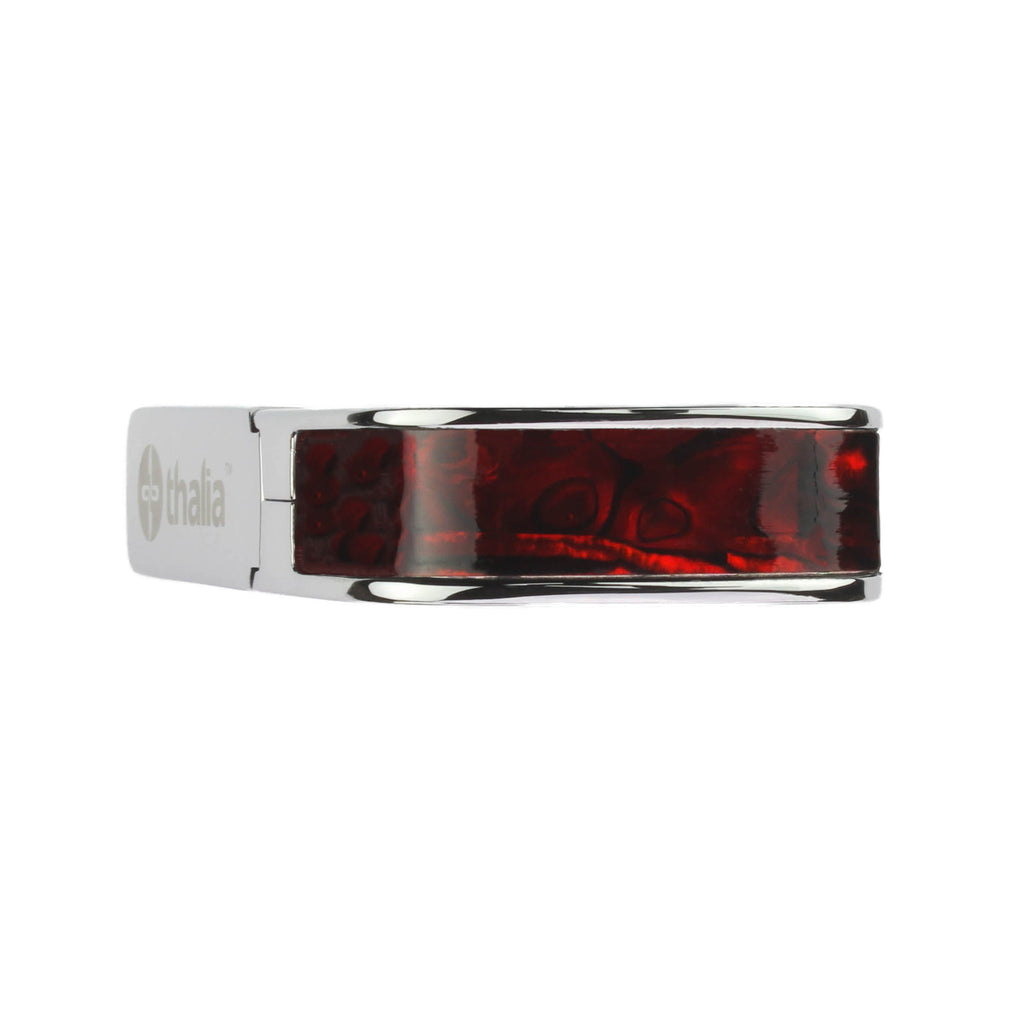 Chrome Finish with Crimson Paua Inlay